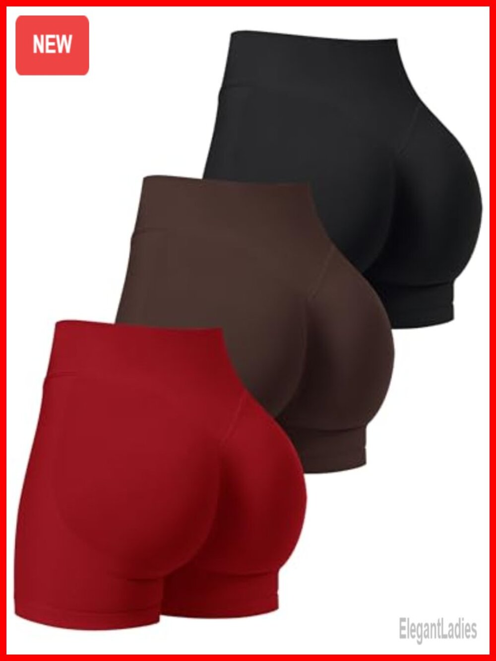 3 Pack Seamless Biker Shorts Butt Lifting High Waist Workout Yoga Gym